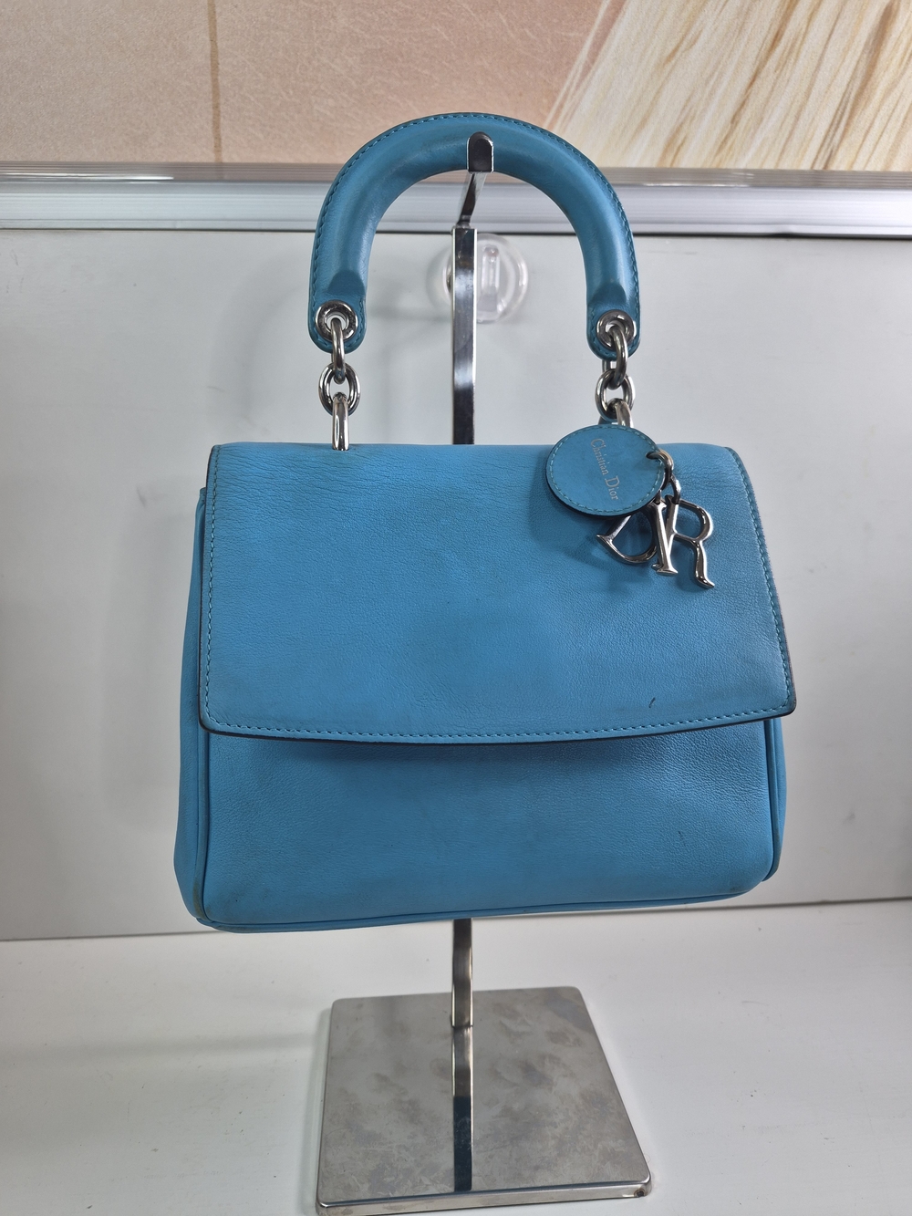 Dior Turquoise Leather Top-Handle Bag